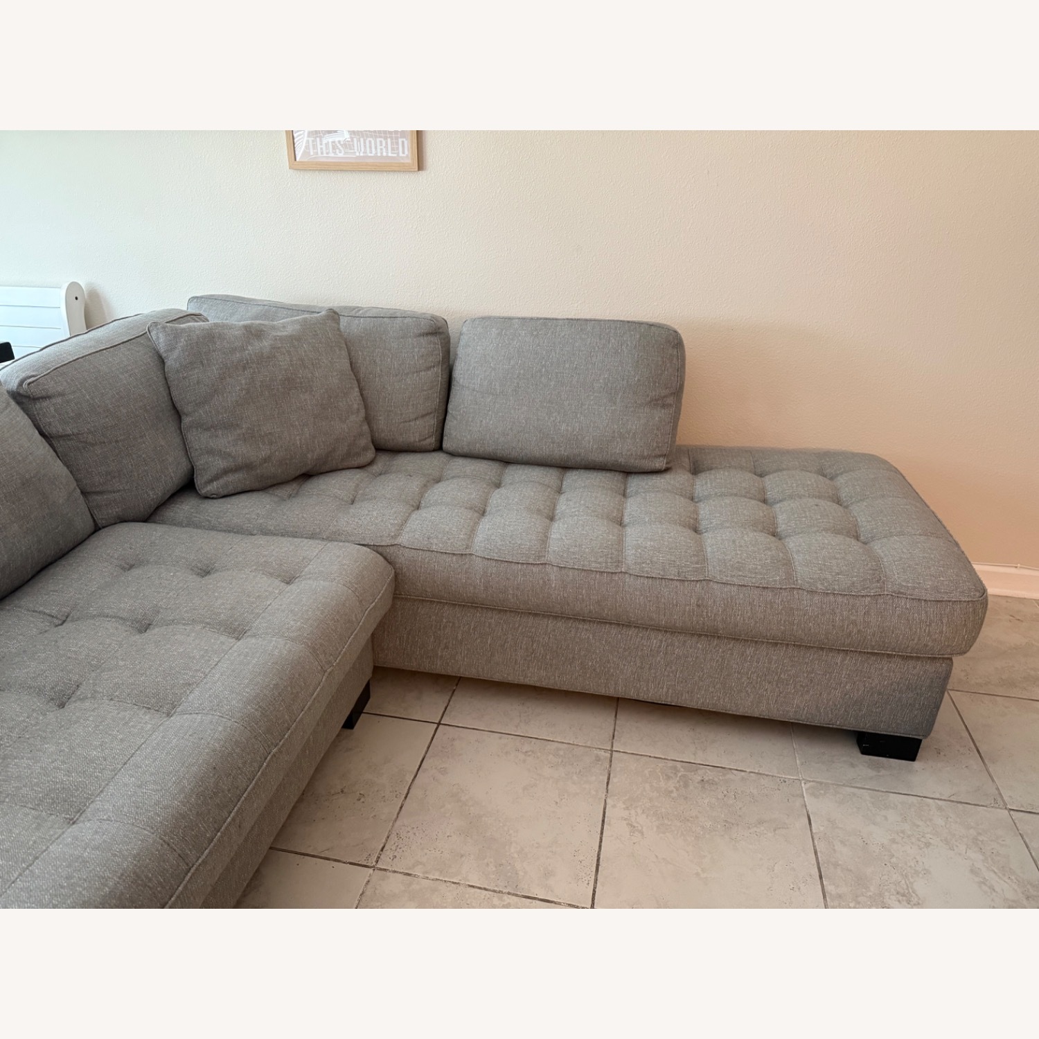 Light Blue Fabric 2-Piece Sectional with Chaise - image-2