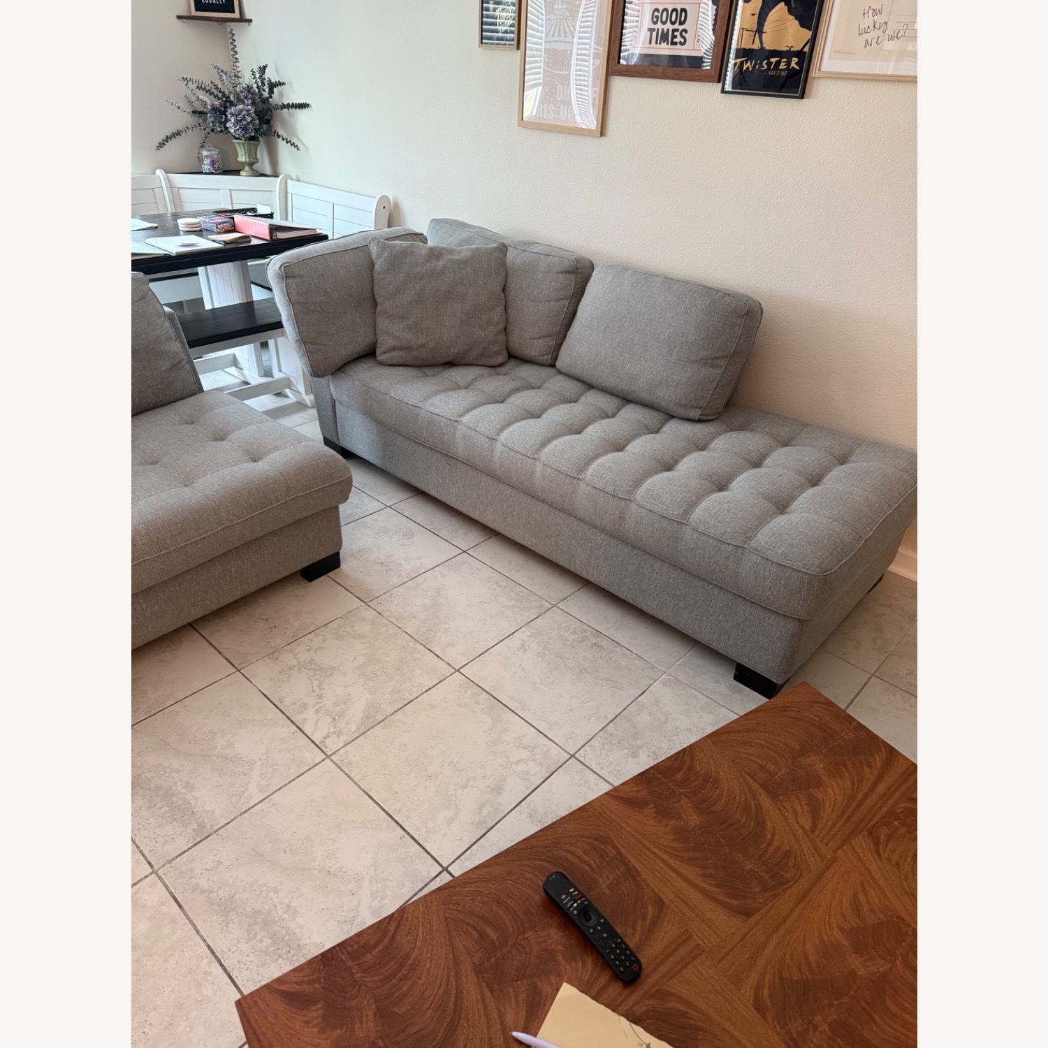 Light Blue Fabric 2-Piece Sectional with Chaise - image-6