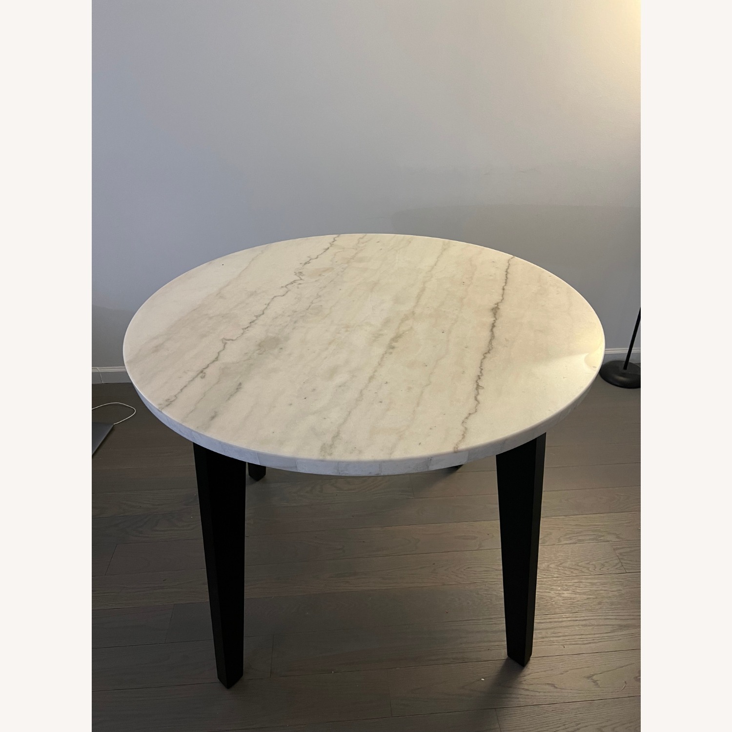 Elm Marble Table, 4 Faux Leather Stools - image-2