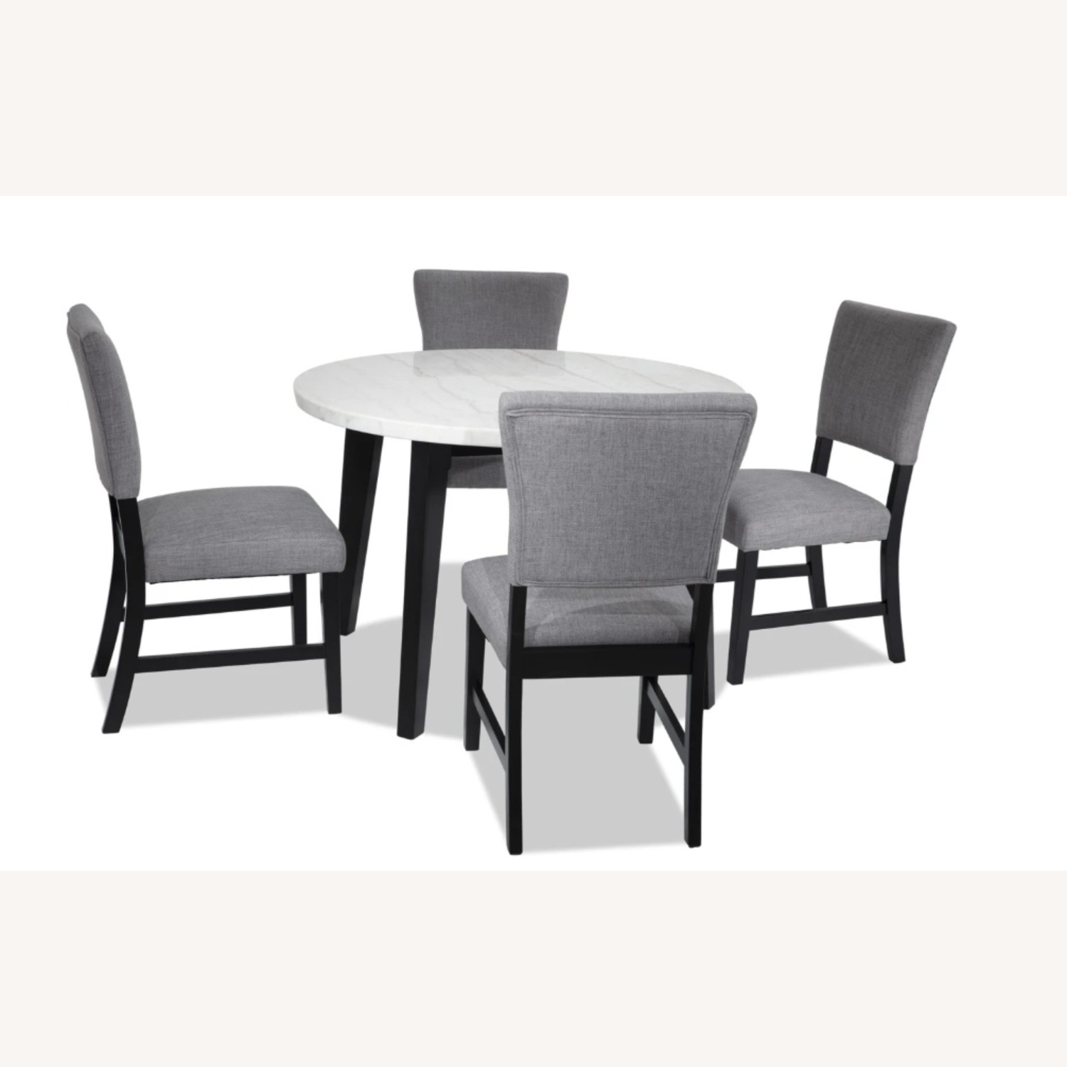 Elm Marble Table, 4 Faux Leather Stools - image-0