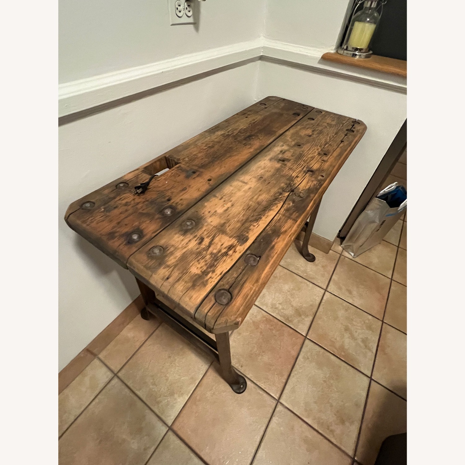Vintage Industrial Style Work Bench Bar Table - image-8