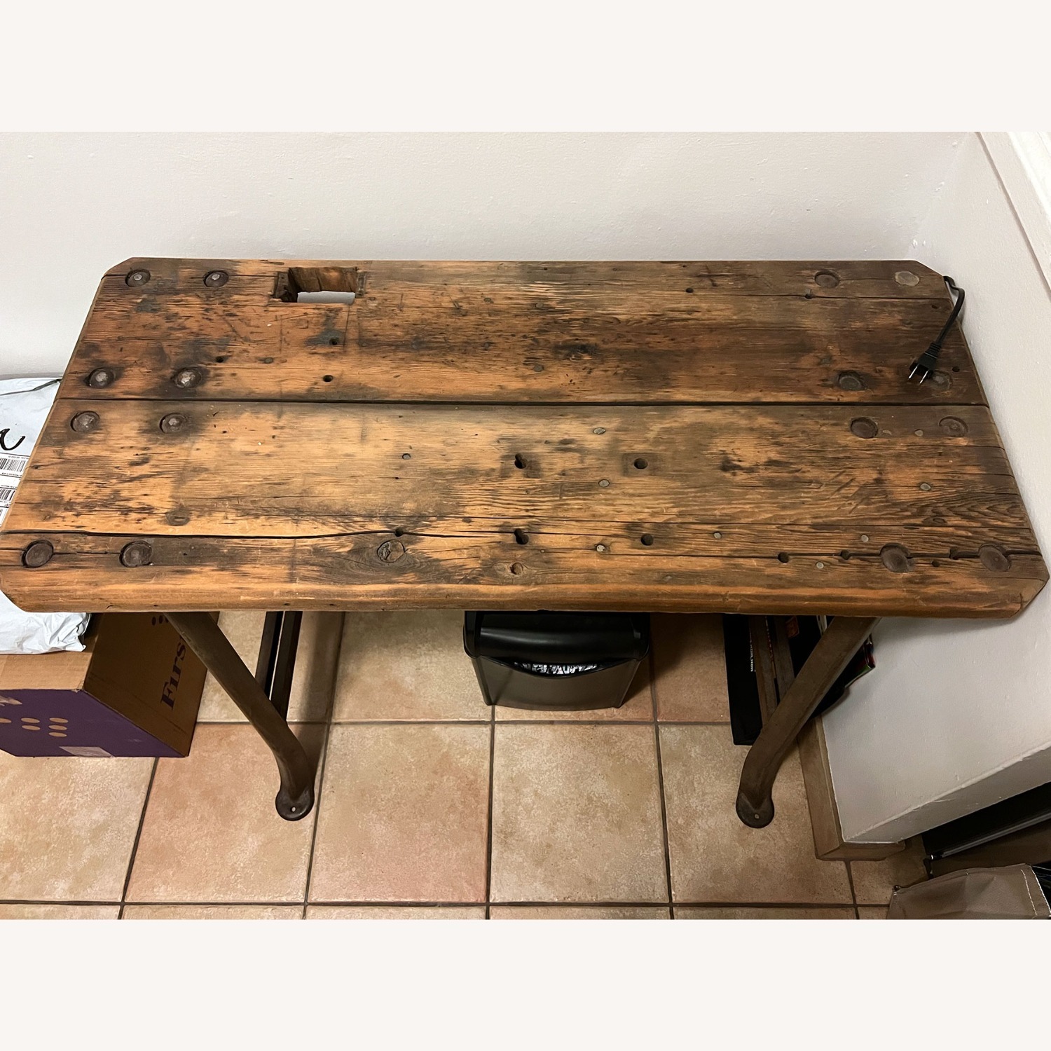 Vintage Industrial Style Work Bench Bar Table - image-1
