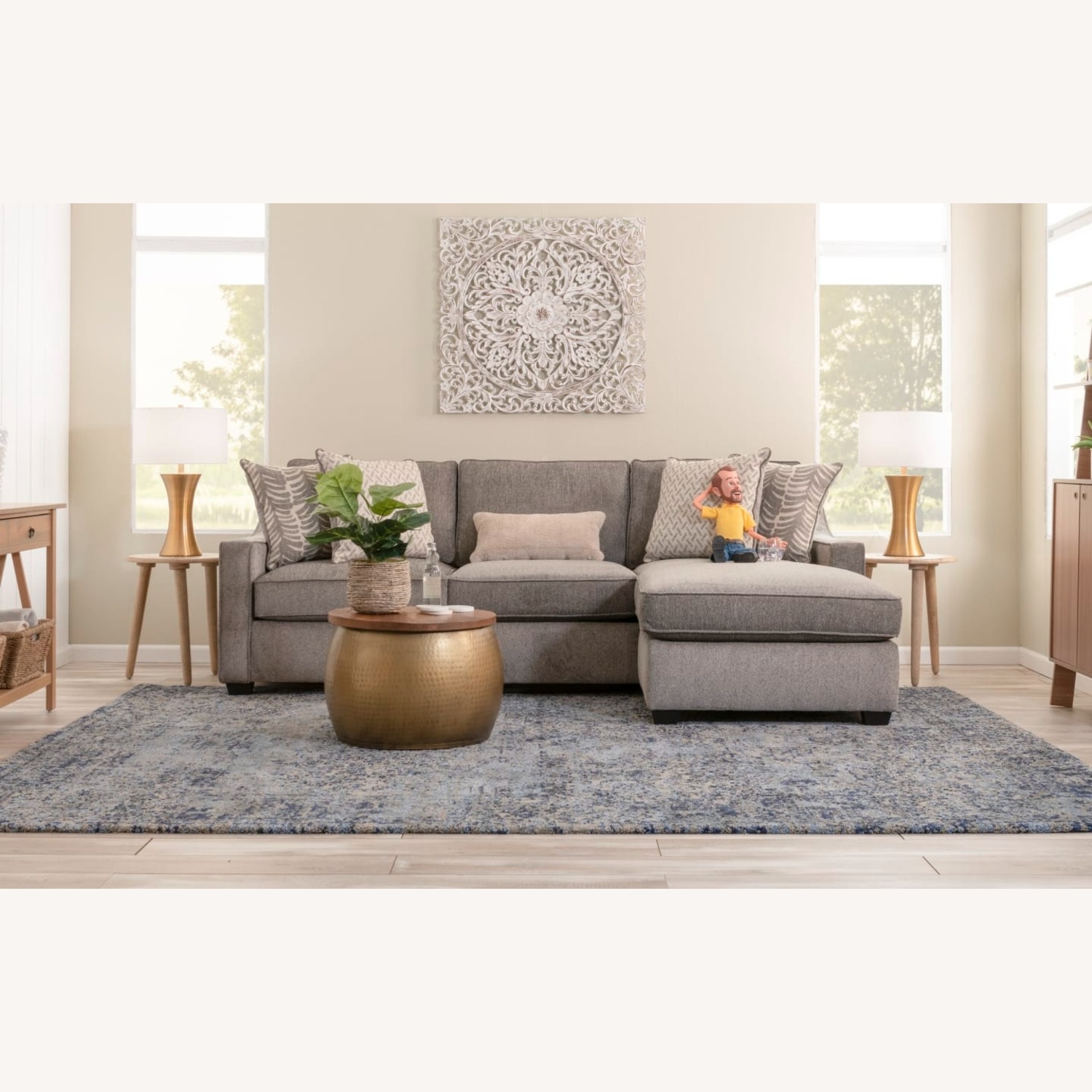 Light Gray 2 Piece Sectional with Movable Chaise - image-0