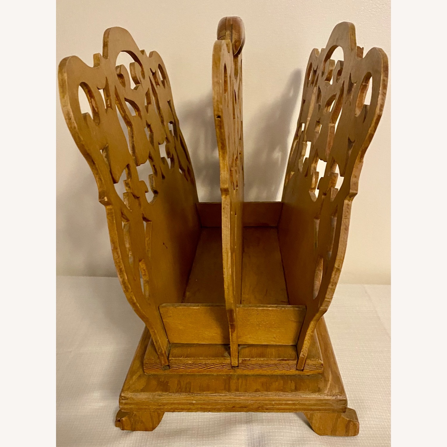 Antique Wooden Magazine Rack Record Holder - image-3