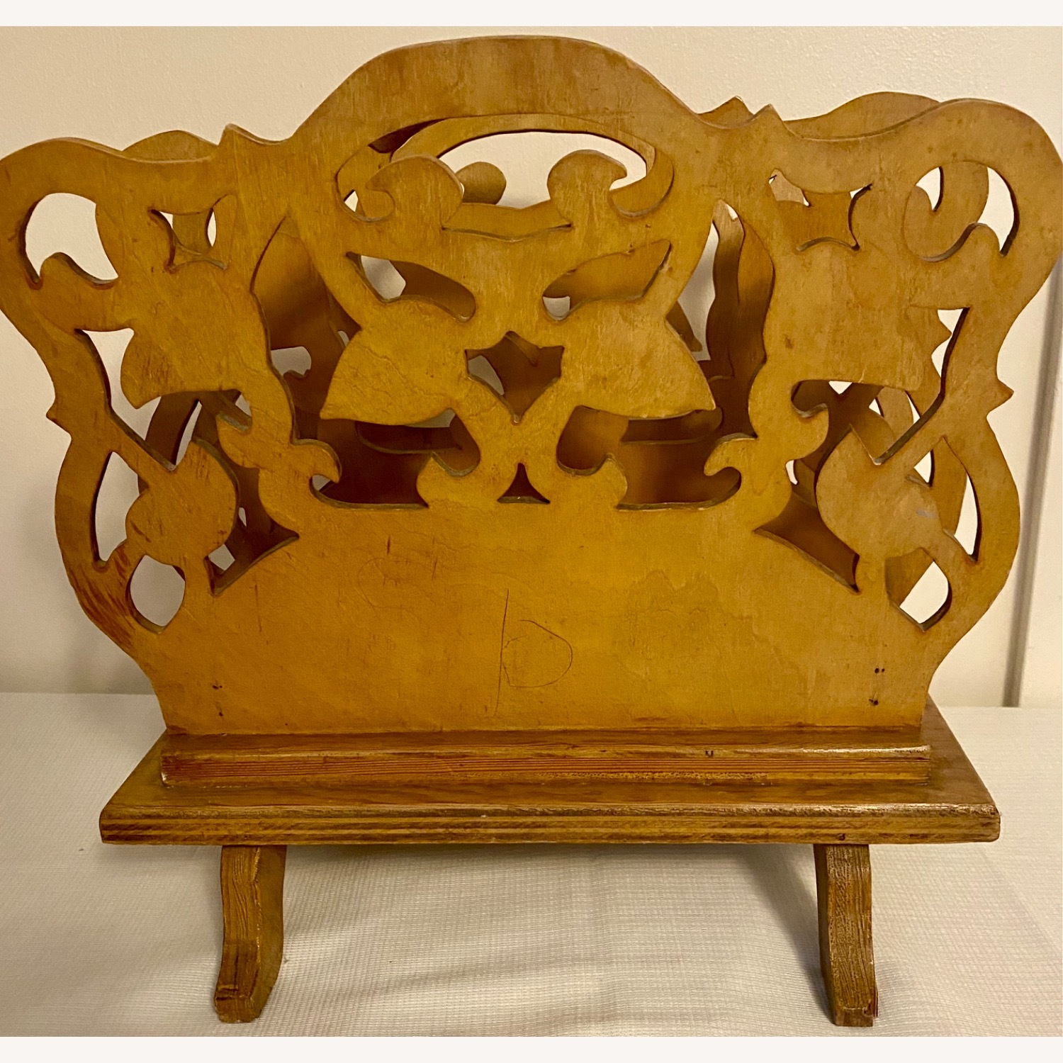 Antique Wooden Magazine Rack Record Holder - image-1
