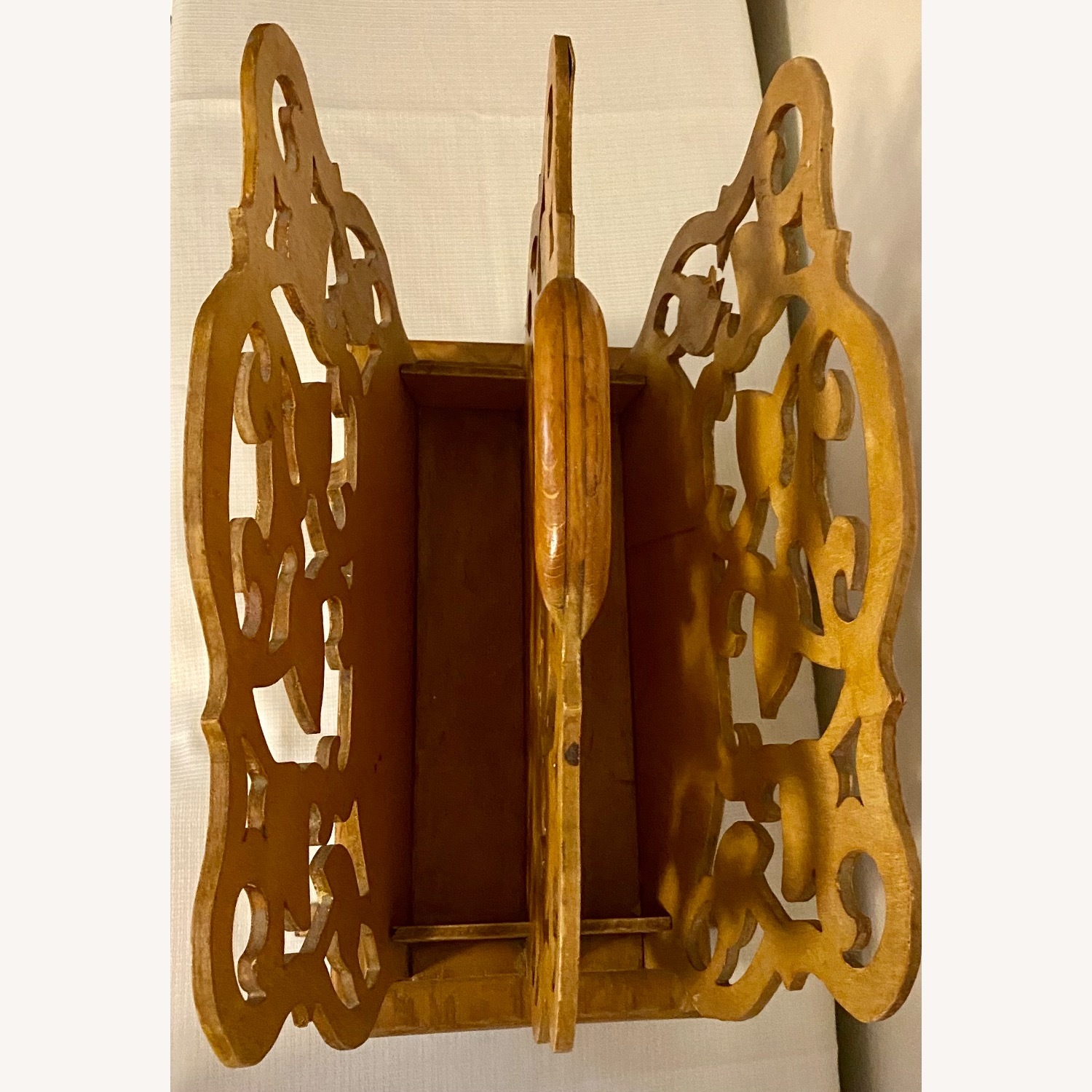 Antique Wooden Magazine Rack Record Holder - image-2