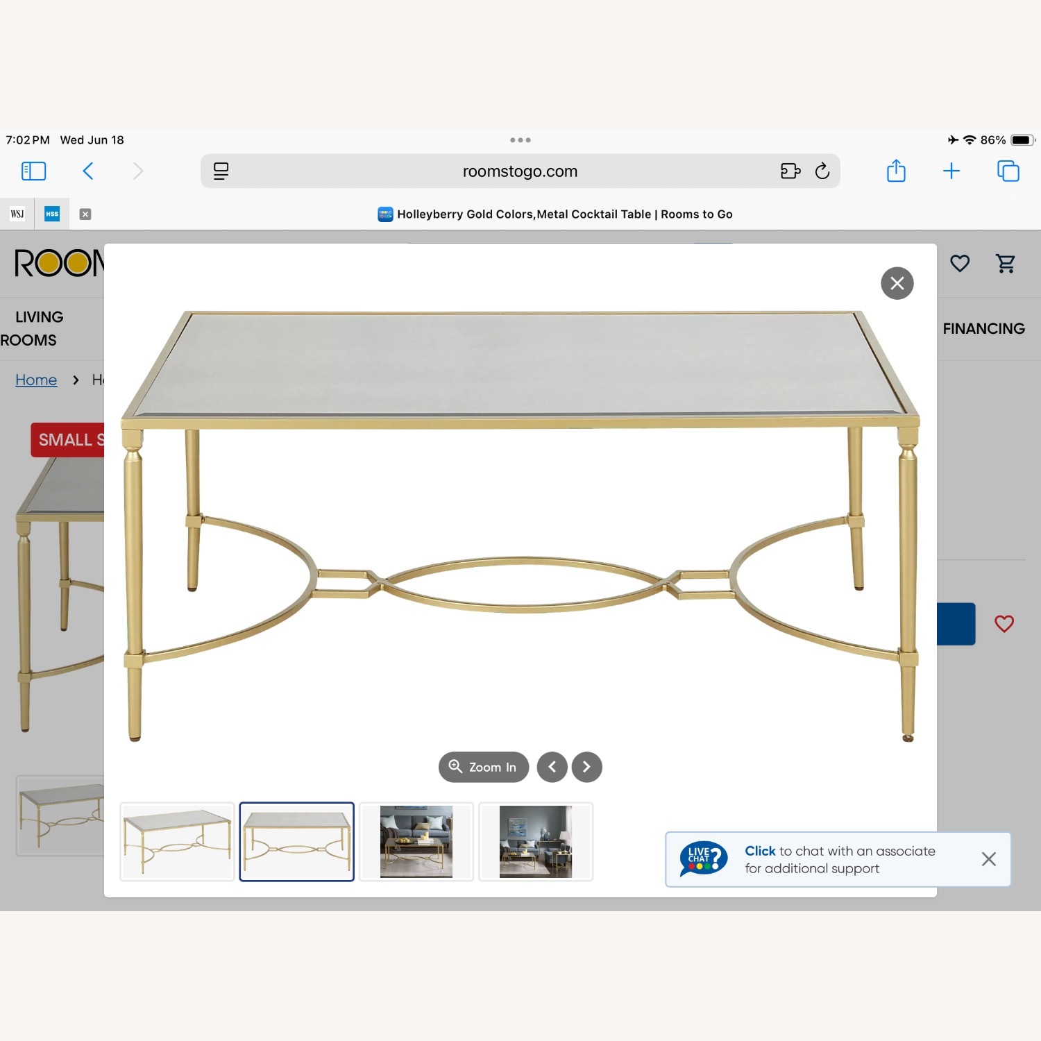 Rooms To Go Glass and Gold Coffee Table - image-3