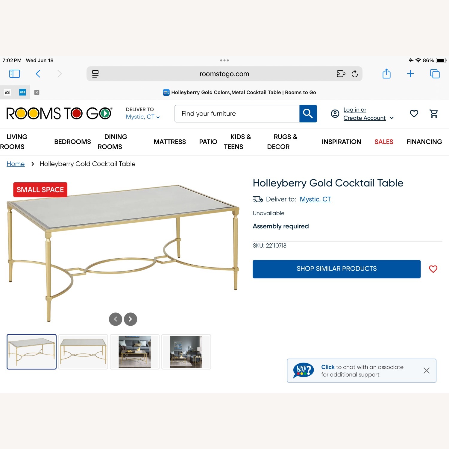 Rooms To Go Glass and Gold Coffee Table - image-4