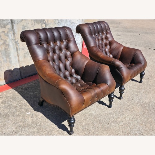 Used Vintage leather Tufted Chairs Set for sale on AptDeco