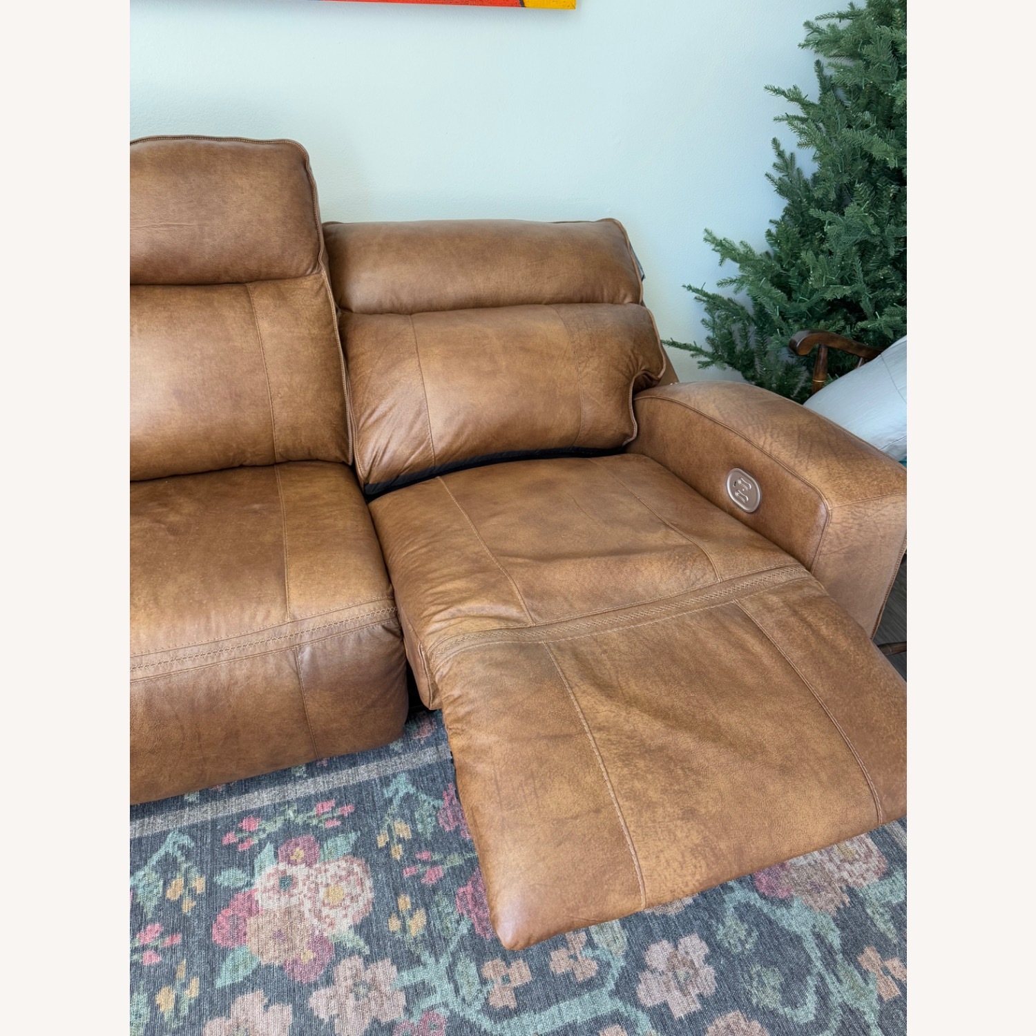 Game Plan Dual Power Leather Reclining Sofa - image-5