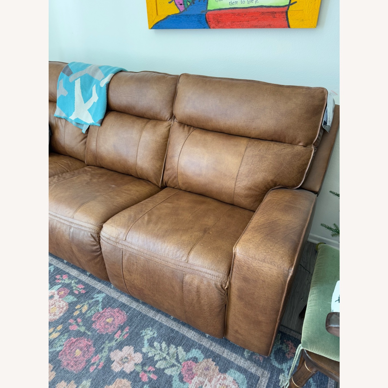 Game Plan Dual Power Leather Reclining Sofa - image-2