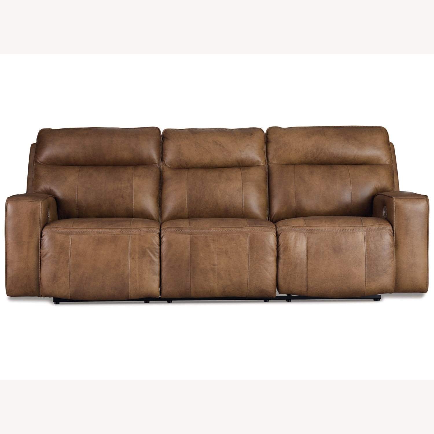 Game Plan Dual Power Leather Reclining Sofa - image-0