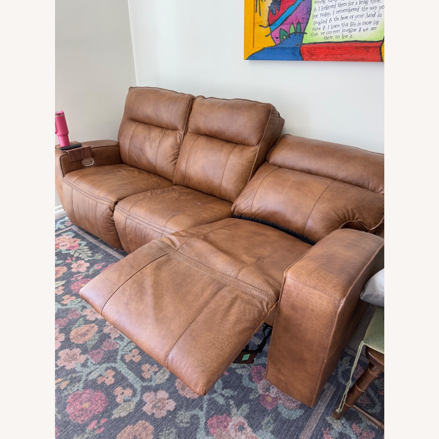 Game Plan Dual Power Leather Reclining Sofa - image-4