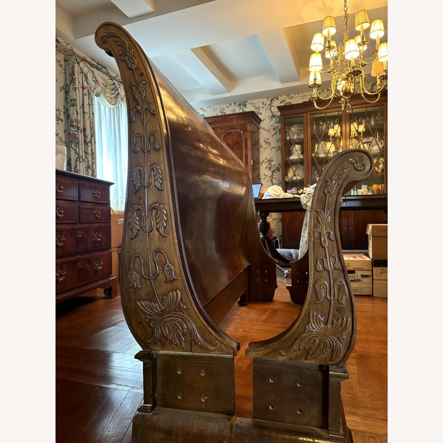 Henredon Queen Size Charles X Sleigh Bed - image-0