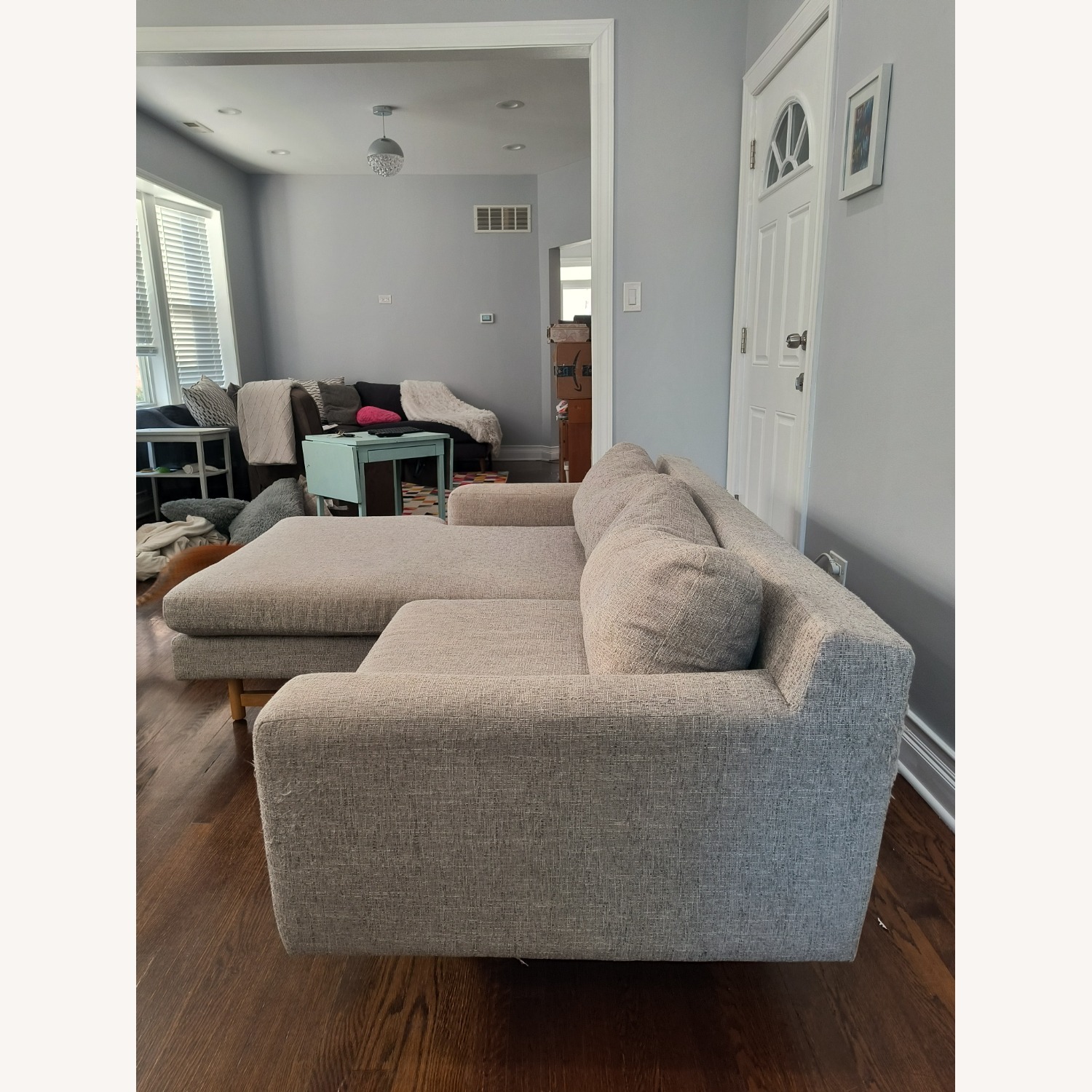 West Elm Gray 2 Seater Chaise Sectional - image-6