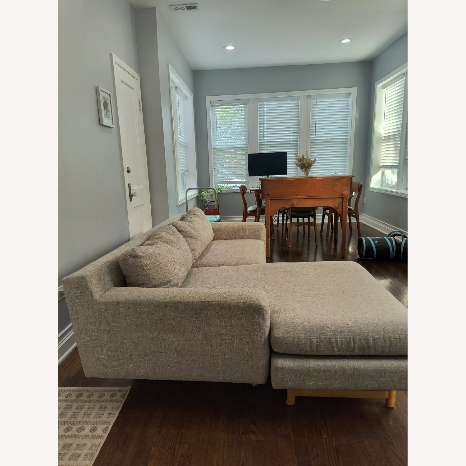 West Elm Gray 2 Seater Chaise Sectional - image-7