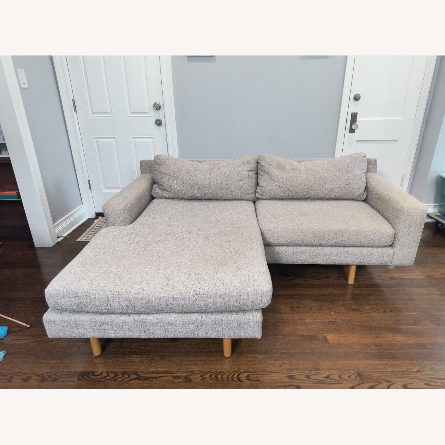West Elm Gray 2 Seater Chaise Sectional - image-1
