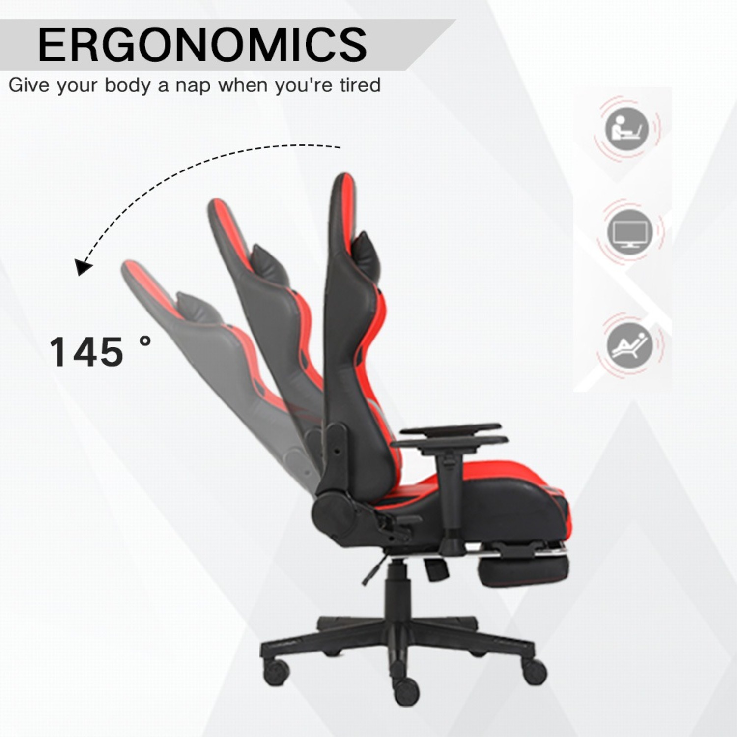 Ergonomic Gaming Chair Black And Red - image-3