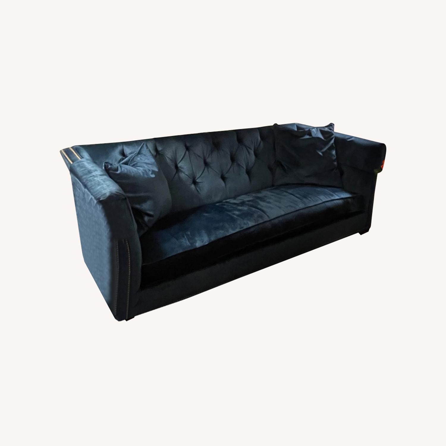 Ethan Allen Shelton Sofa in Sapphire Blue Velvet - image-0