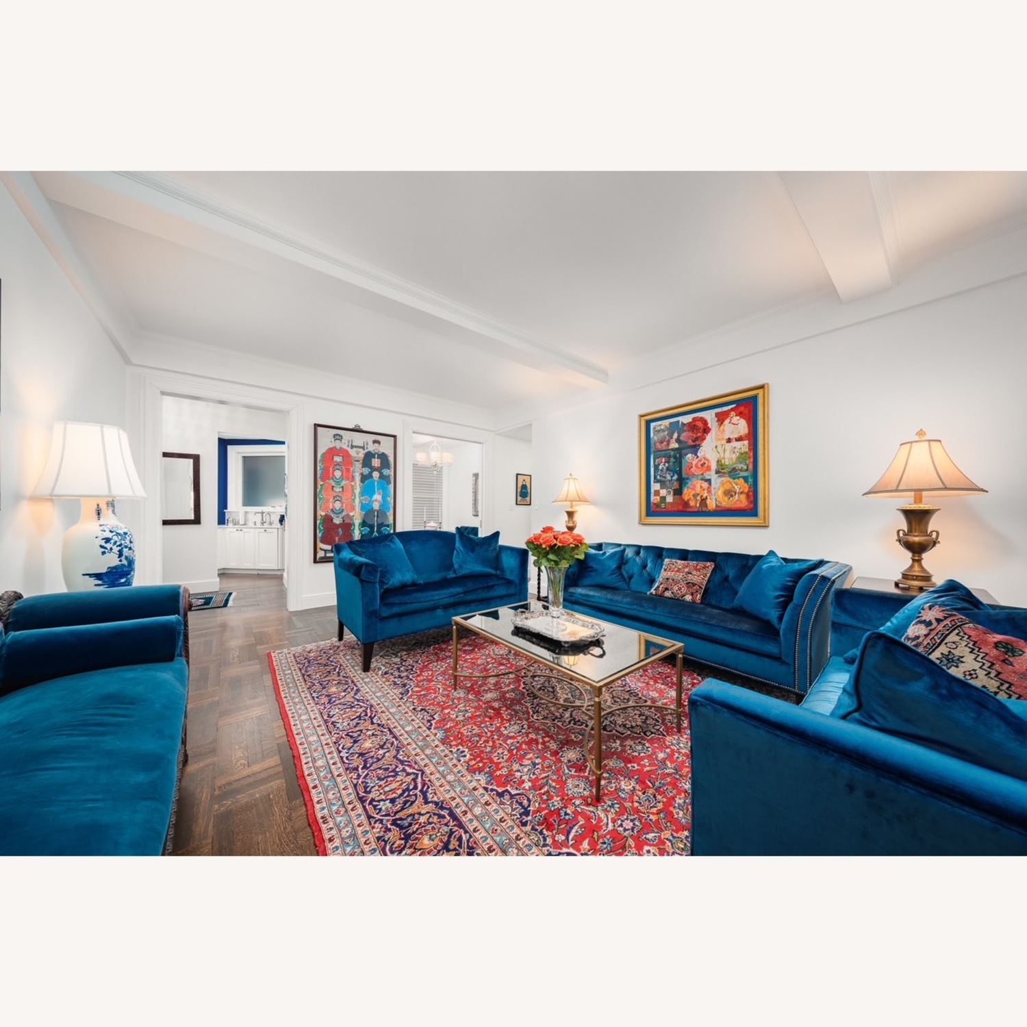 Ethan Allen Shelton Sofa in Sapphire Blue Velvet - image-3