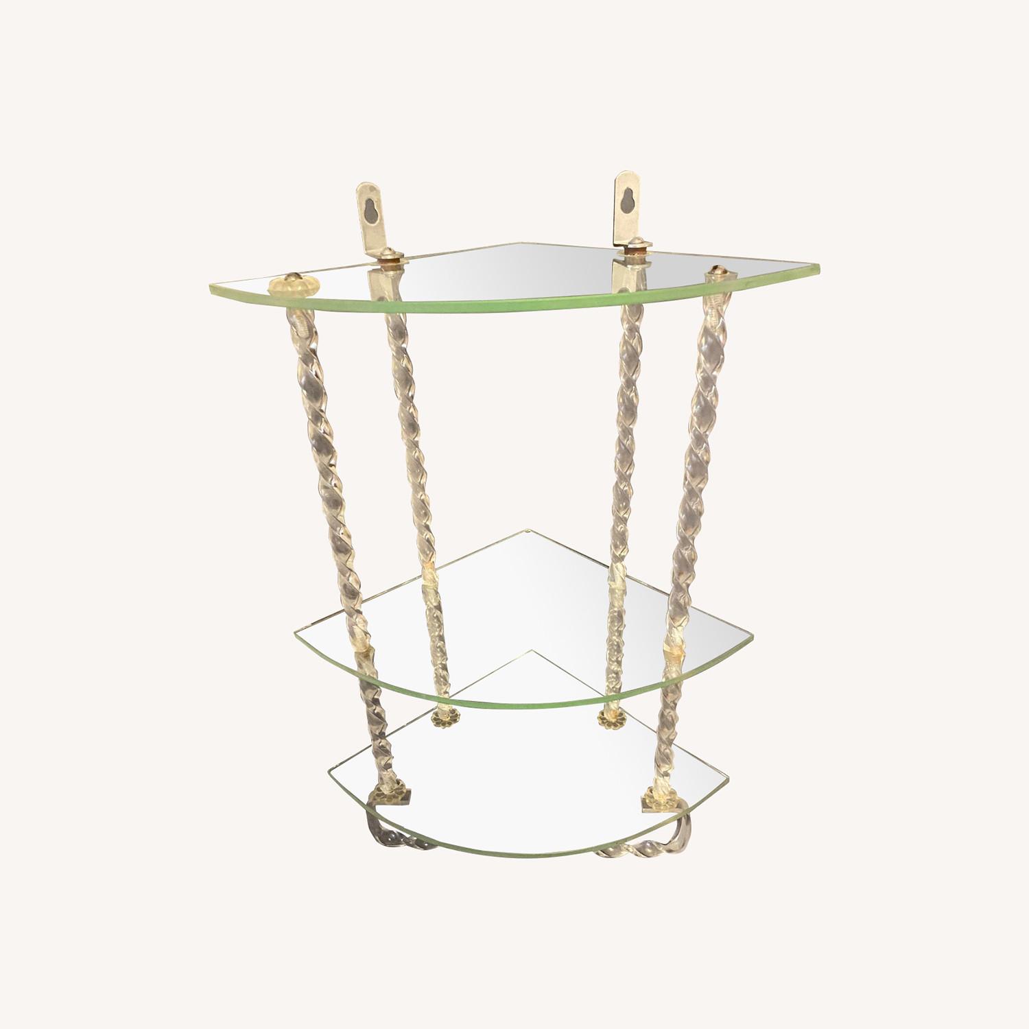 Vintage Glass Lucite Hanging shelf Towel Rack - image-0