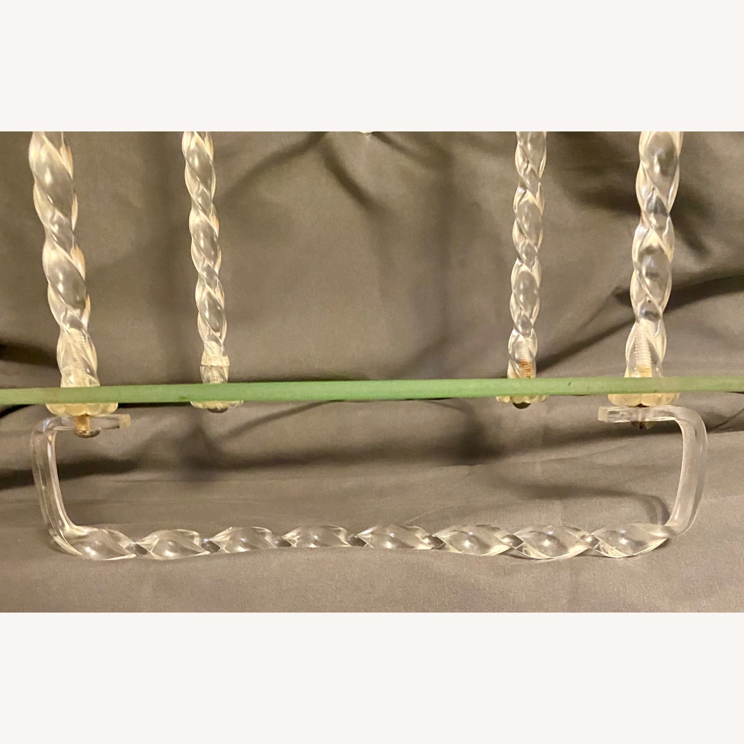 Vintage Glass Lucite Hanging shelf Towel Rack - image-5
