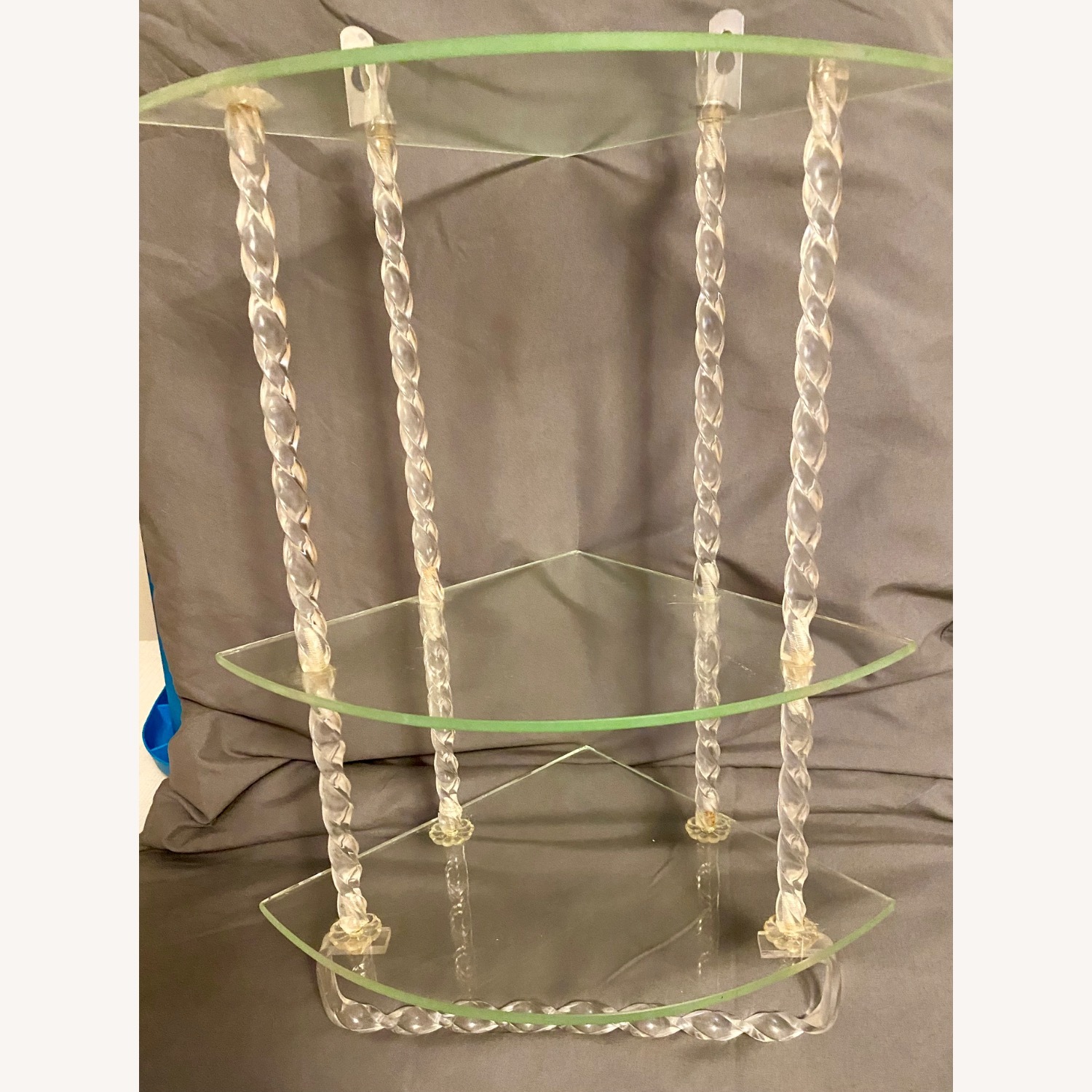 Vintage Glass Lucite Hanging shelf Towel Rack - image-6