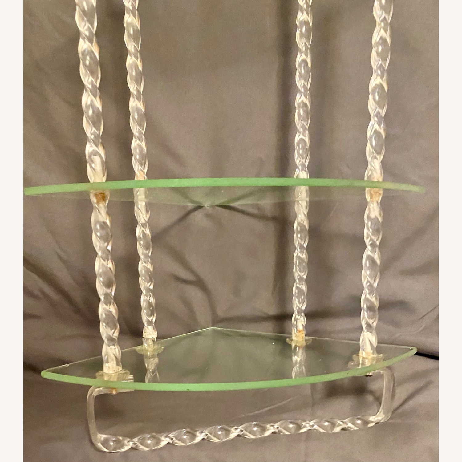 Vintage Glass Lucite Hanging shelf Towel Rack - image-2