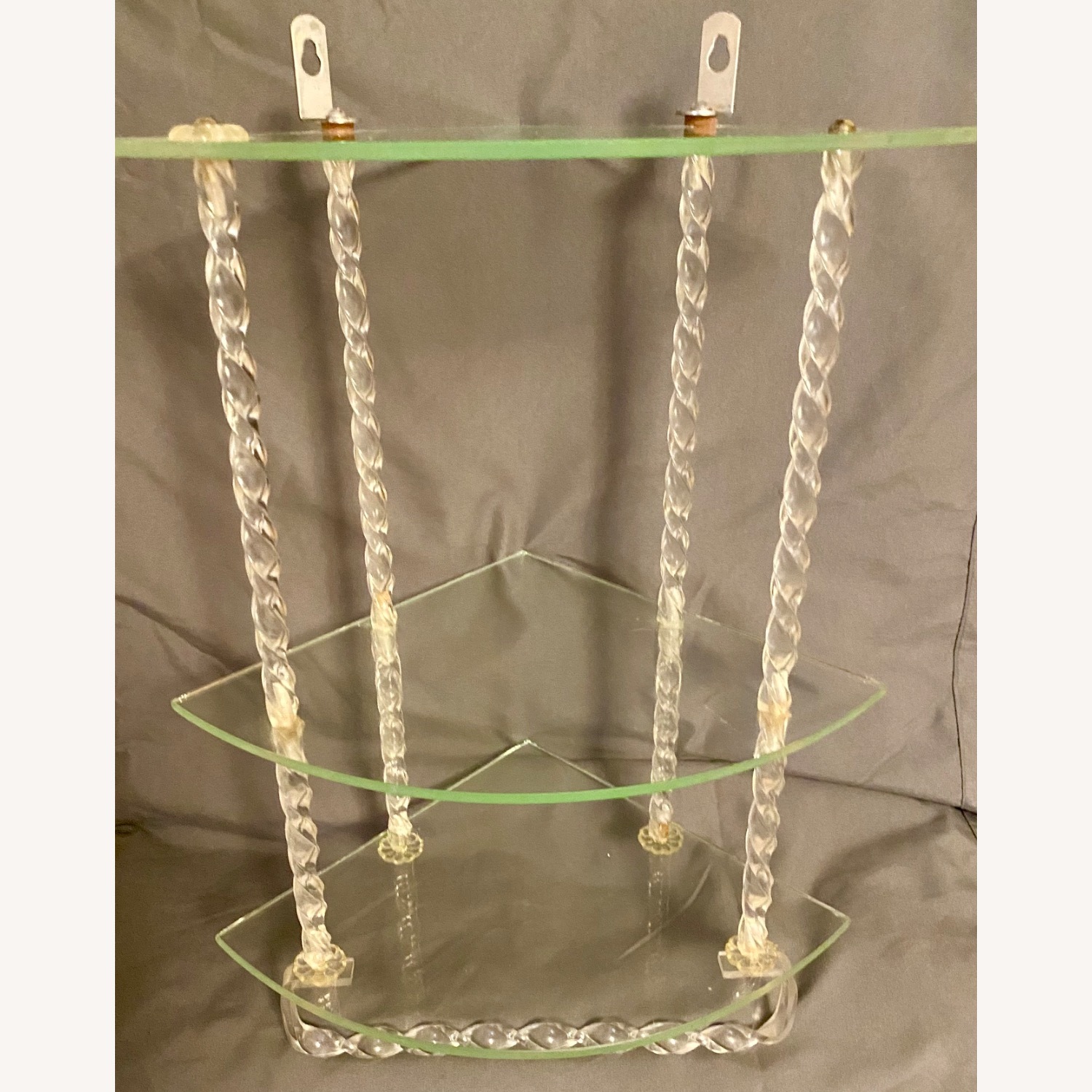 Vintage Glass Lucite Hanging shelf Towel Rack - image-4