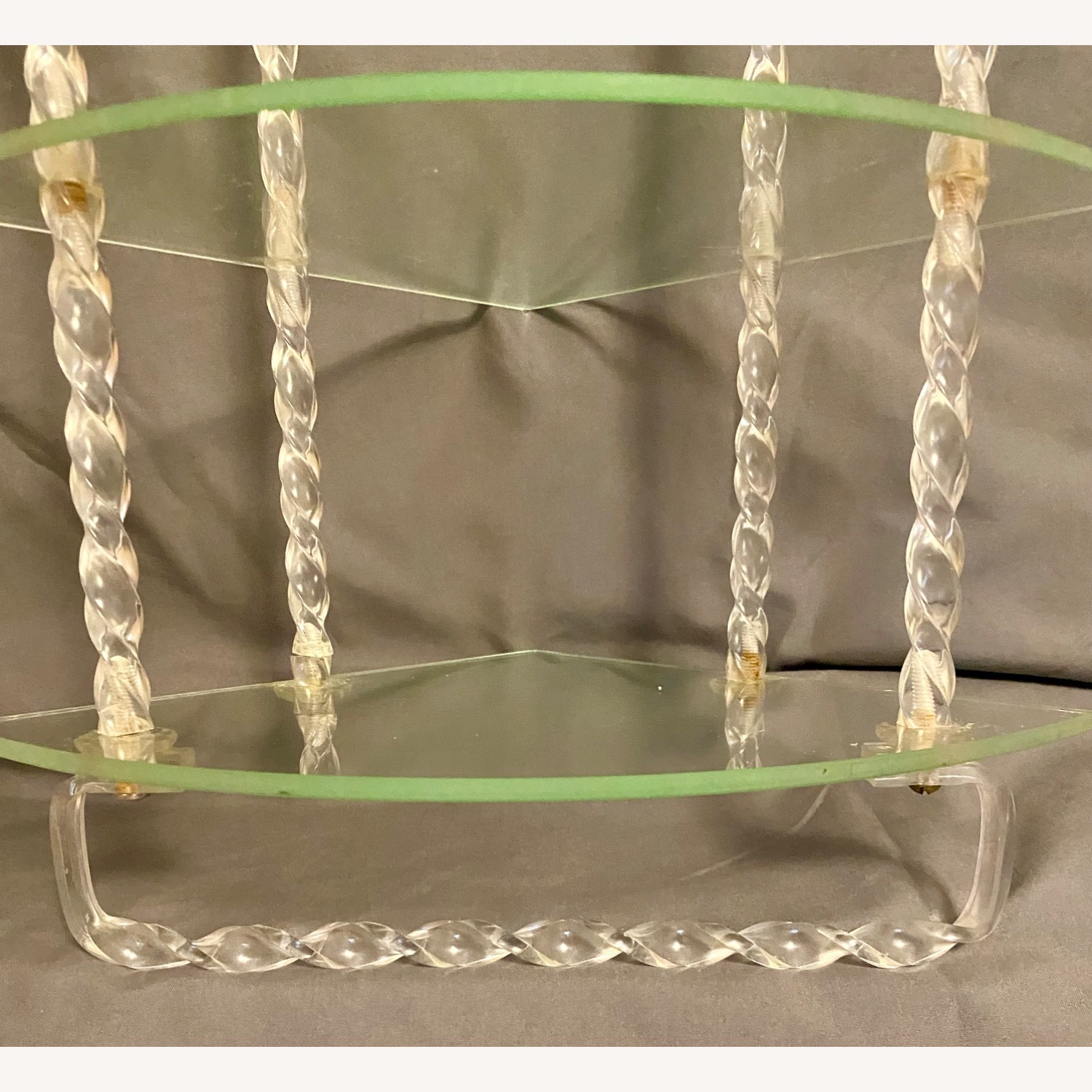 Vintage Glass Lucite Hanging shelf Towel Rack - image-3