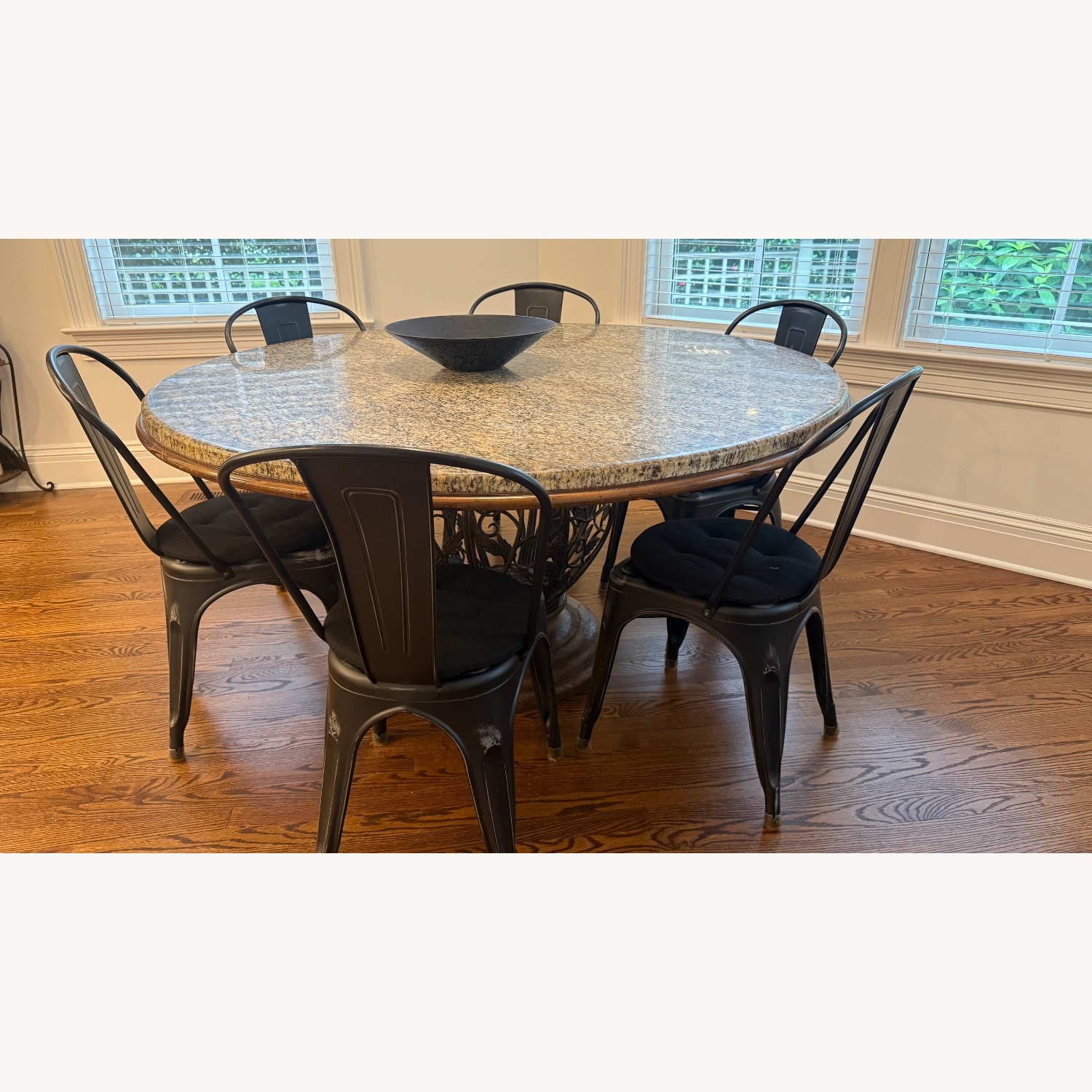 Granite Round Dining Table and 6 Chairs - image-1