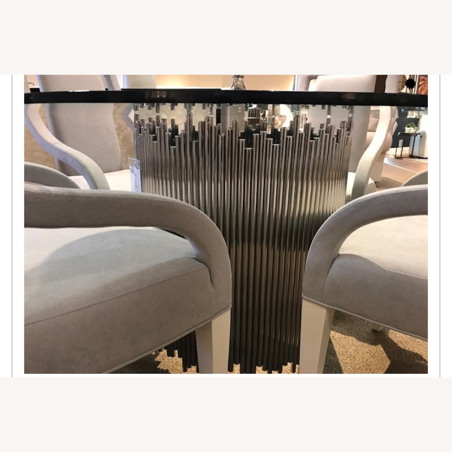 Bernhardt Round Glass Table With Metal Base - image-2