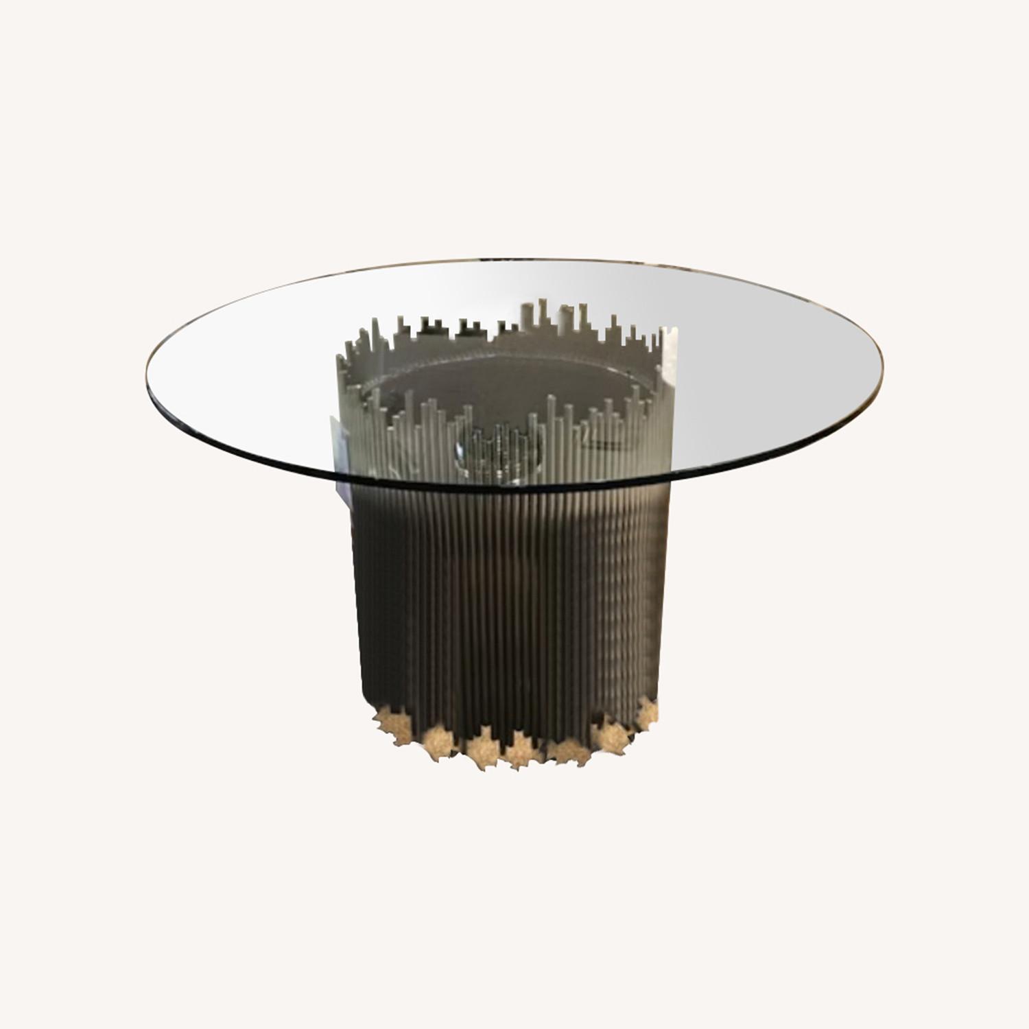 Bernhardt Round Glass Table With Metal Base - image-8