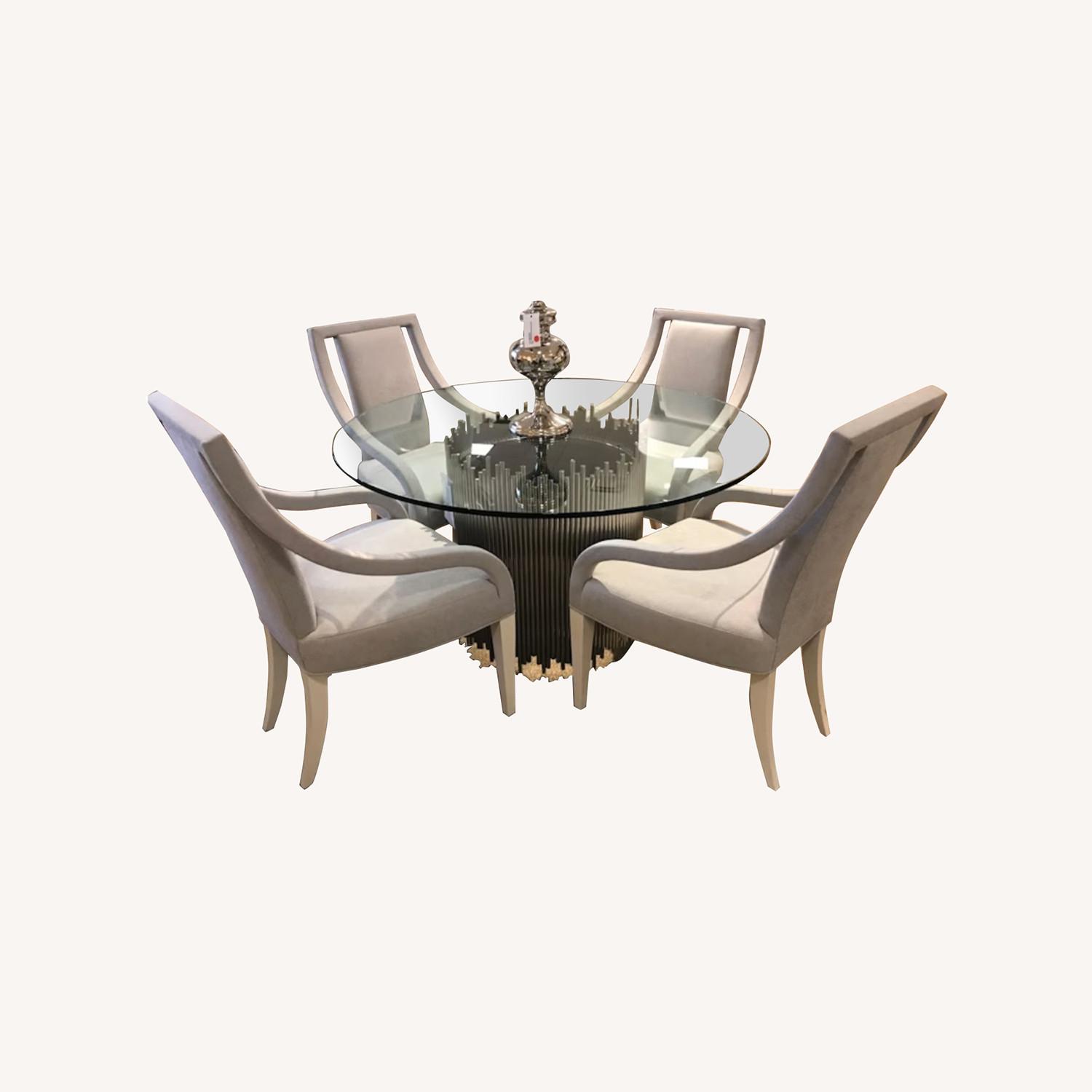 Bernhardt Round Glass Table With Metal Base - image-0