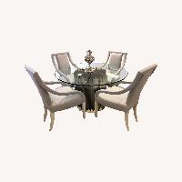 Bernhardt Round Glass Table With Metal Base