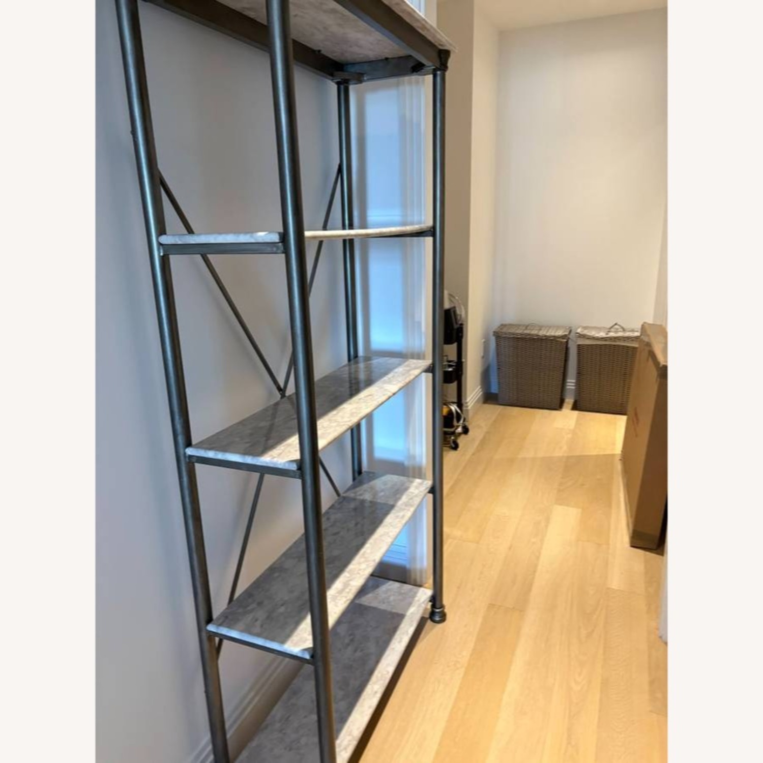 CB2 Tall Marble and Metal Shelving Unit - image-0