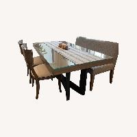 Aurora Dining Table with Banquette & Chairs