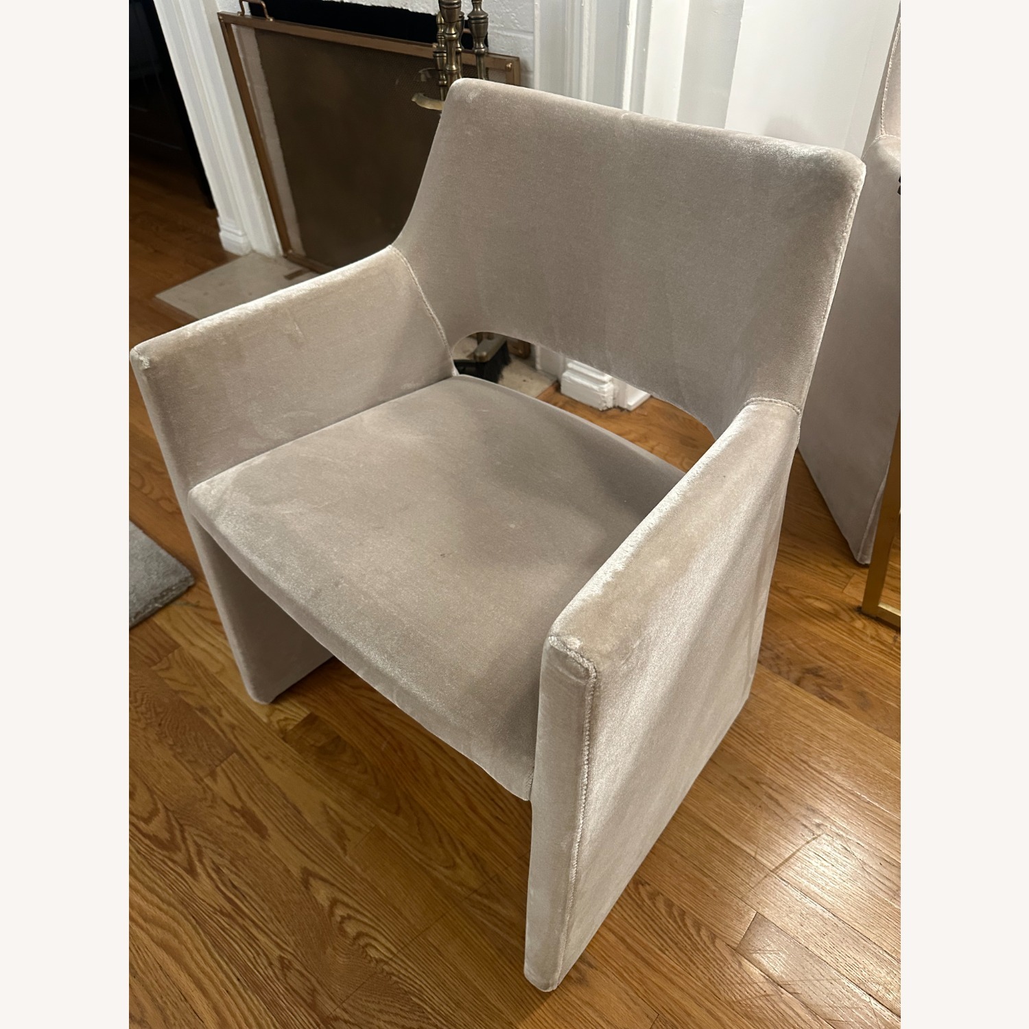 CB2 Foley Dove Grey Dining Armchairs - image-8