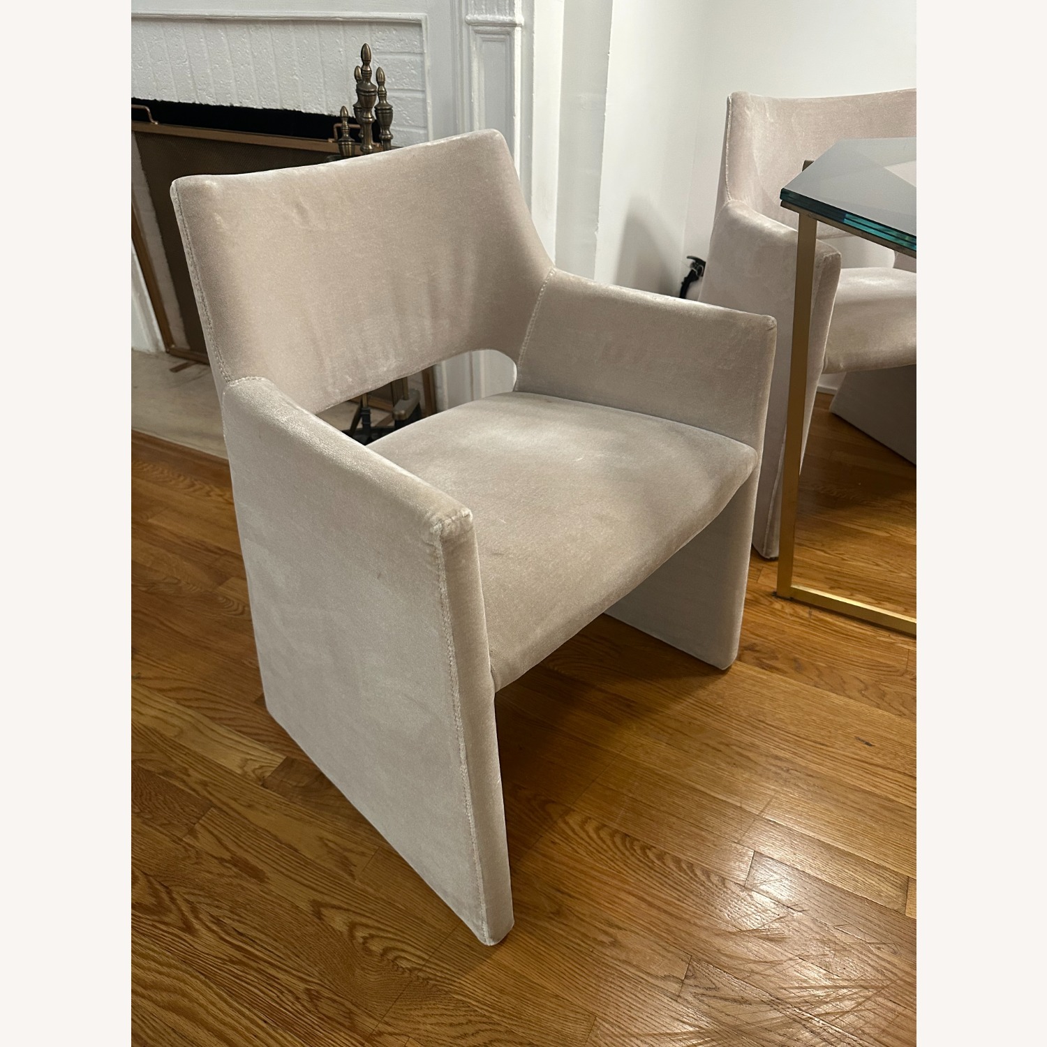 CB2 Foley Dove Grey Dining Armchairs - image-9
