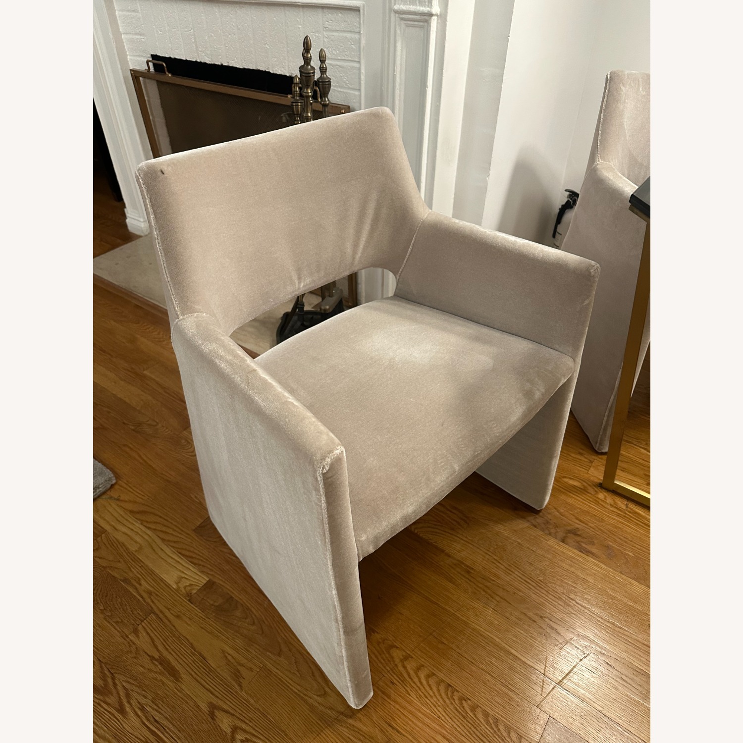 CB2 Foley Dove Grey Dining Armchairs - image-5