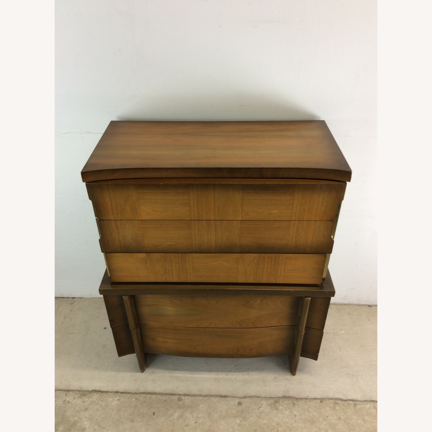 Mid Century Modern Highboy Dresser with Sled Legs - image-2