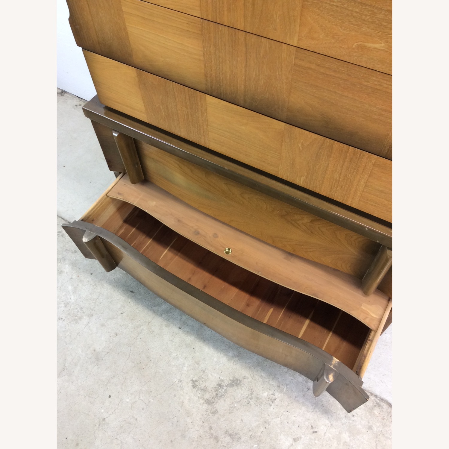 Mid Century Modern Highboy Dresser with Sled Legs - image-22