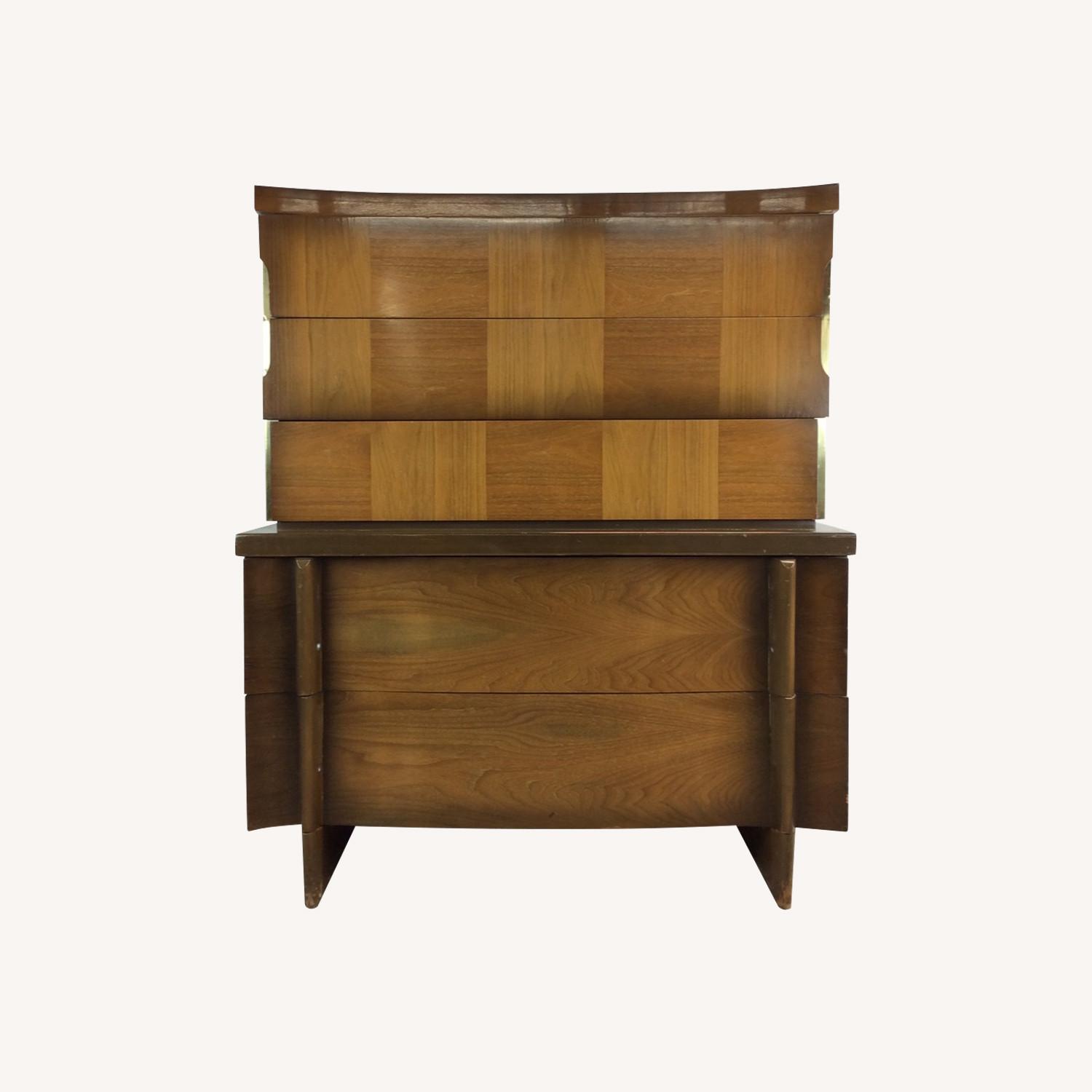 Mid Century Modern Highboy Dresser with Sled Legs - image-0