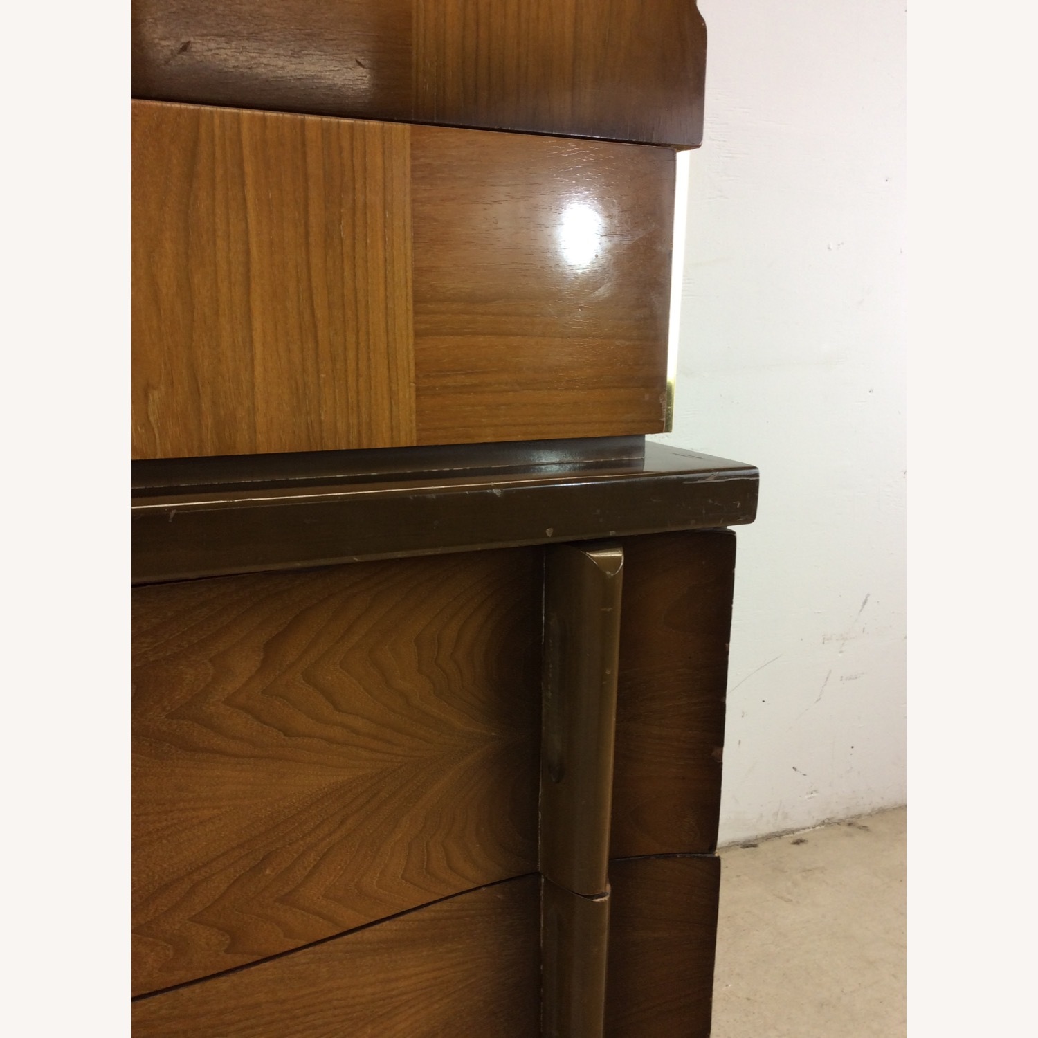 Mid Century Modern Highboy Dresser with Sled Legs - image-11