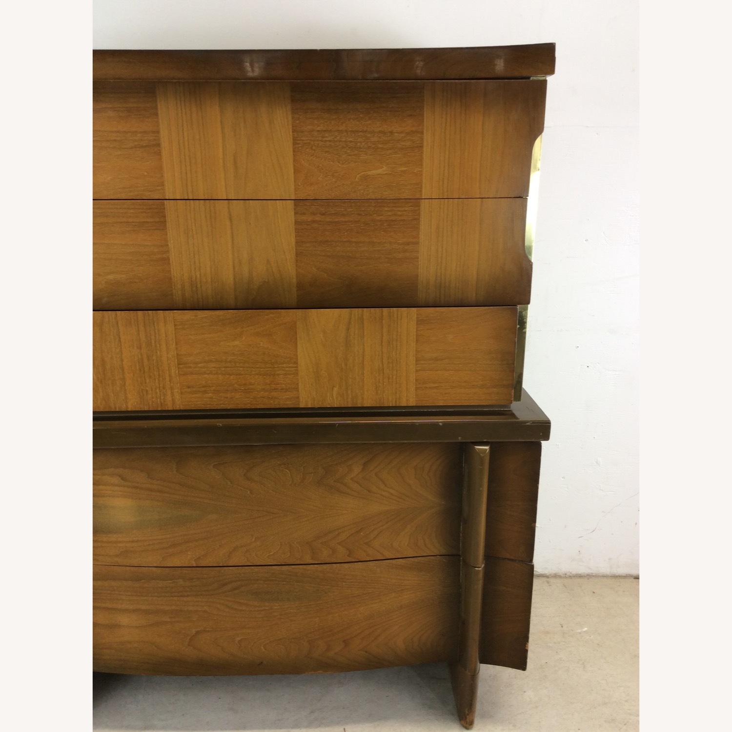 Mid Century Modern Highboy Dresser with Sled Legs - image-9
