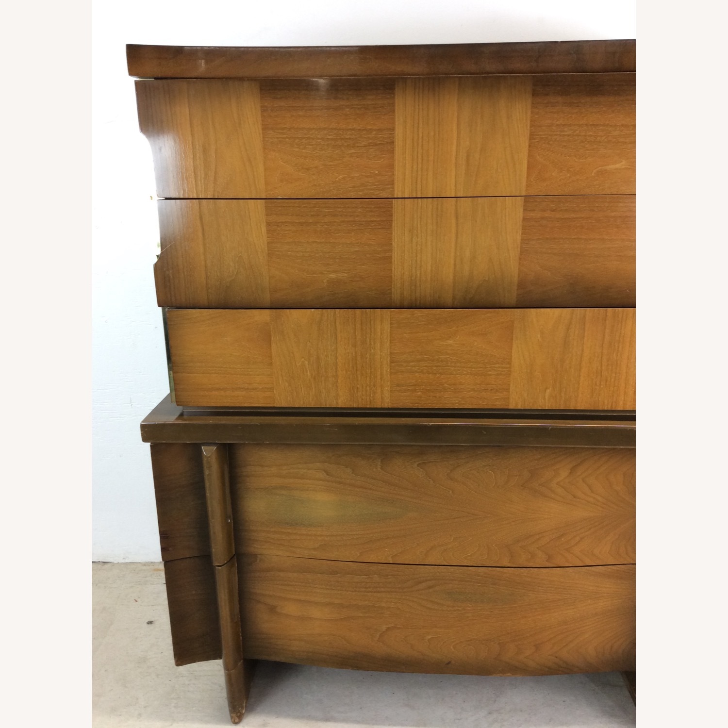 Mid Century Modern Highboy Dresser with Sled Legs - image-8