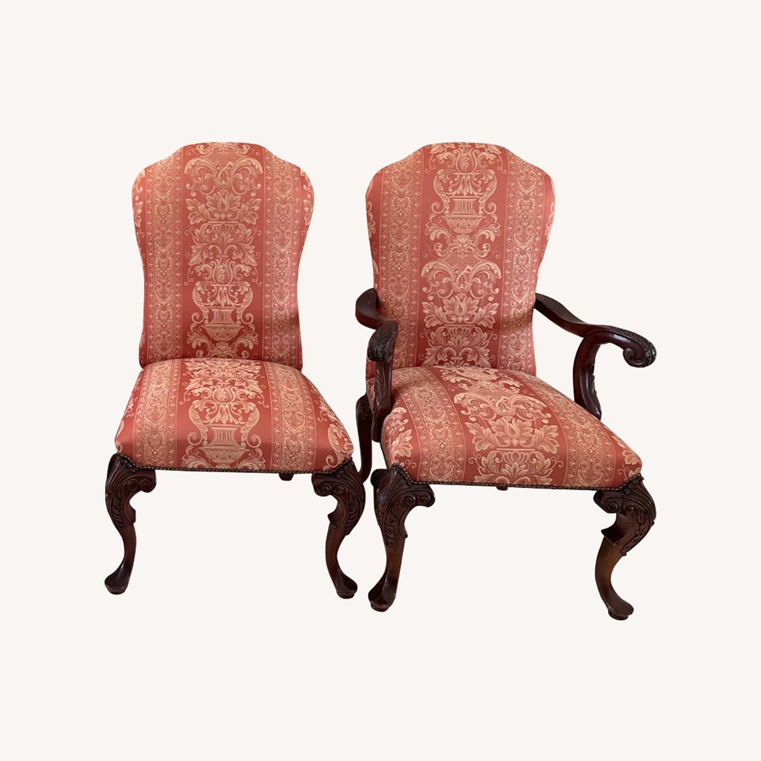 Set of 6 Chippendale Dining Room Chairs 2 w Arms - image-0
