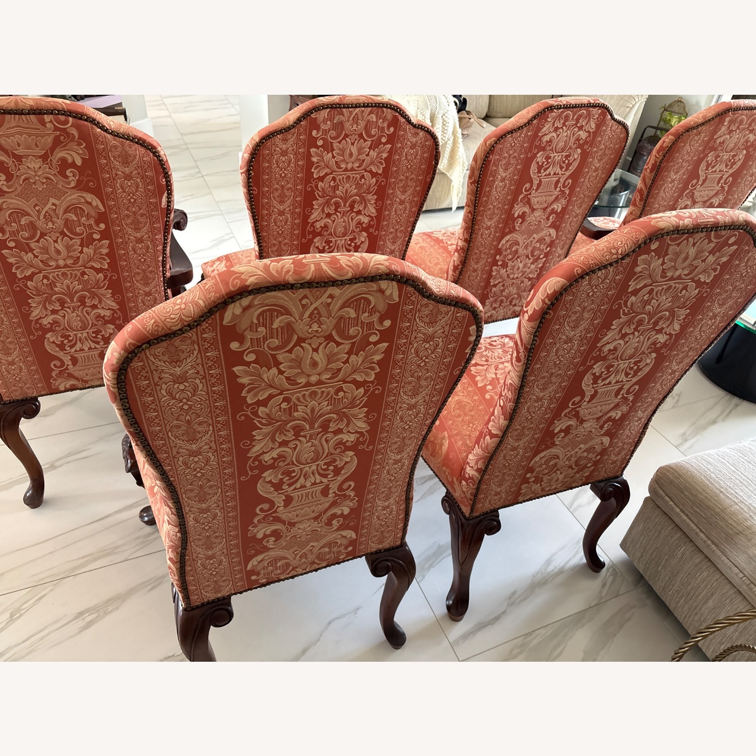 Set of 6 Chippendale Dining Room Chairs 2 w Arms - image-4