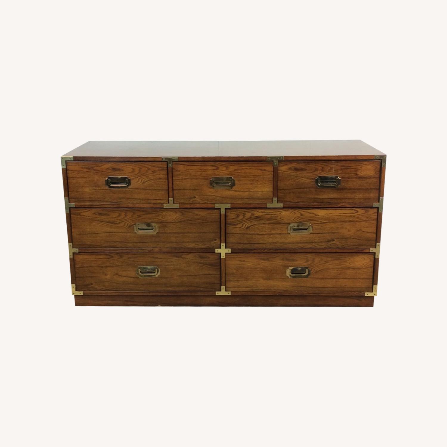 Mid Century Campaign Style Lowboy Dresser - image-0