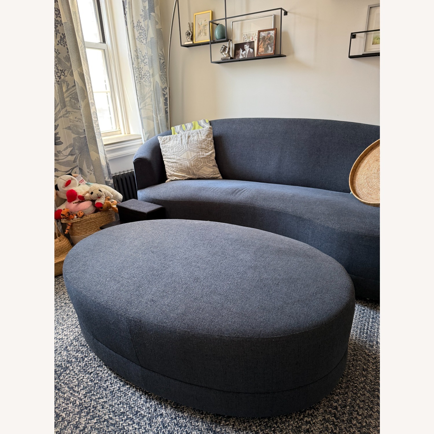 Crate & Barrel Navy Infiniti Curve Ottoman - image-2